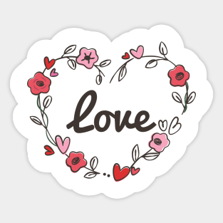 Adorable & Cute Love Flowery Flowers Love Heart Sticker